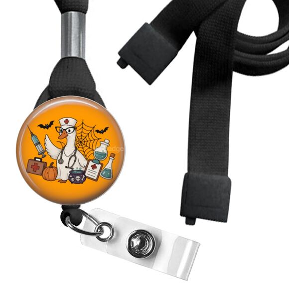 Halloween Nurse Goose Lanyard Badge Holder Combo * Nurse Humor * Work Humor - Picture 1 of 3